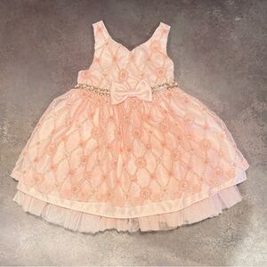 Couture Princess Elegant Pink Kids Dress with Bow